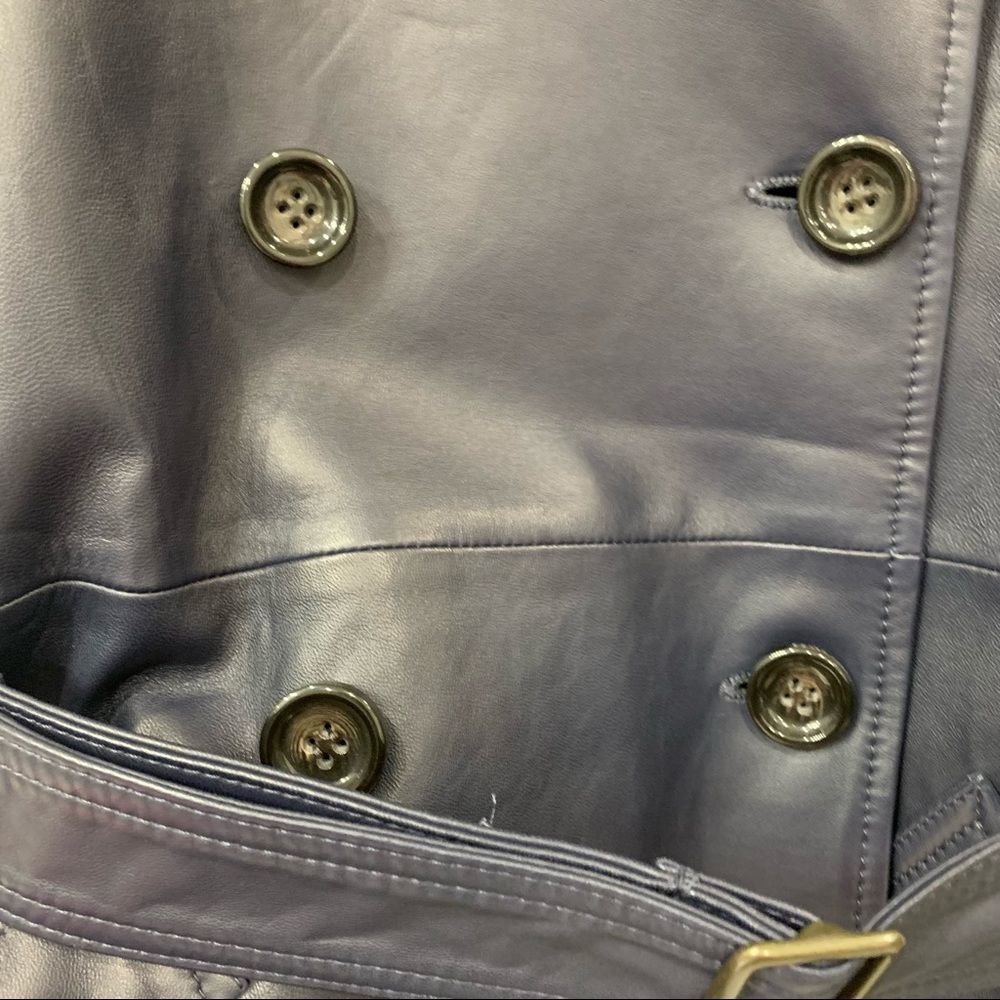 Coach F86122 Womens Lamb Leather Trench Coat Belted Lined Jacket Navy blue XS - Picture 3 of 7